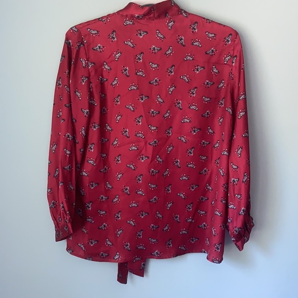 Joy joy red zebra tie button blouse - Picture 3 of 3